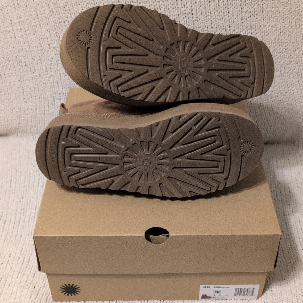 UGG Women's Tan Suede Platform Boots with Straps - Picture 8 of 10